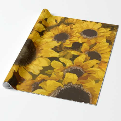 Sunflower Garden Rustic Country Vintage Floral Wrapping Paper