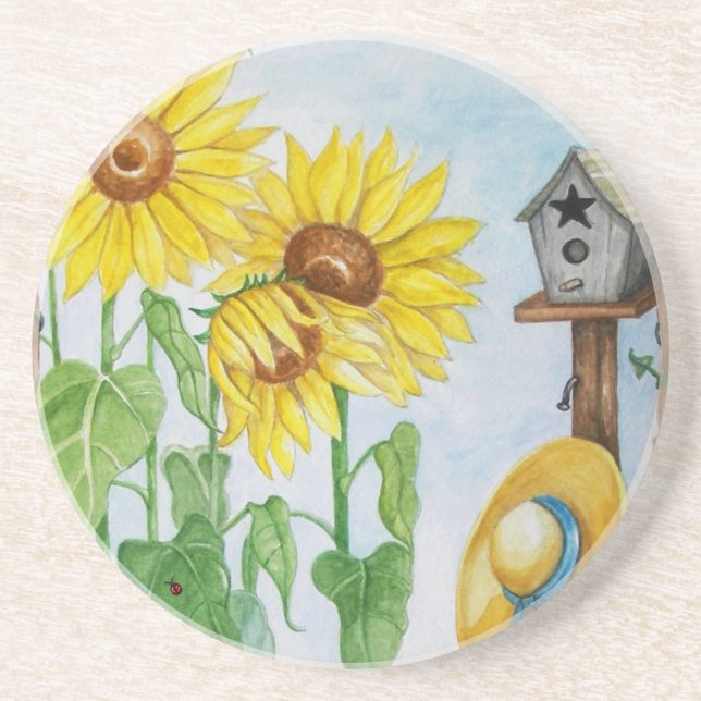 Sunflower Garden Sandstone Coaster (Front)