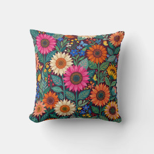 Sunflower Garden Throw Pillow – Butterflies