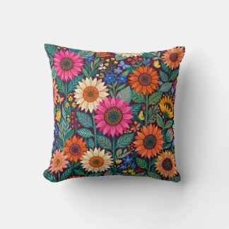 Sunflower Garden Throw Pillow – Butterflies
