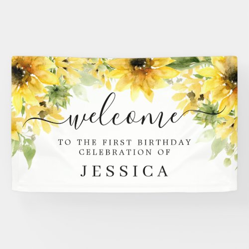 Sunflower Garden Vinyl Birthday Welcome Banner