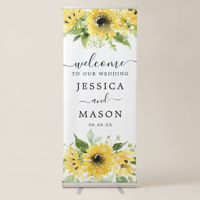 Sunflower Garden Wedding Welcome Banner Stand (Front)