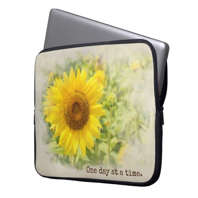 Sunflower Garden With Quote Laptop Sleeve (Front Left)