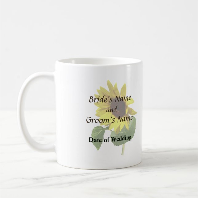 Sunflower Gazing Down Wedding Products Coffee Mug (Left)