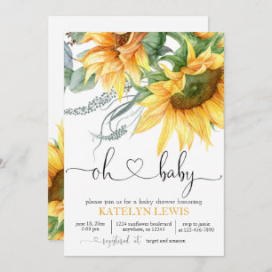 Sunflower Gender Neutral Baby Shower Invitation