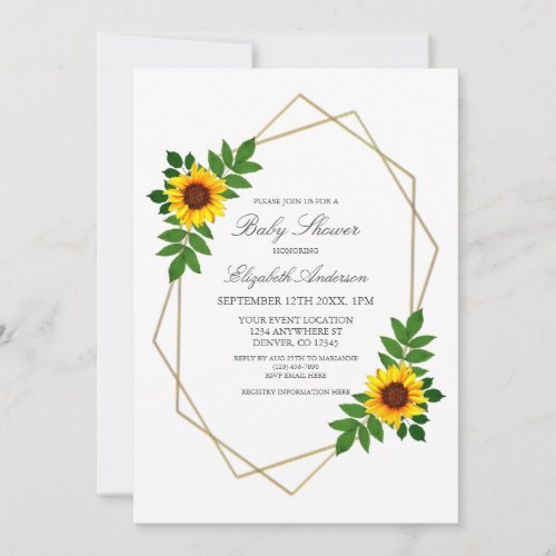 Sunflower Geometric Baby Shower Invitation