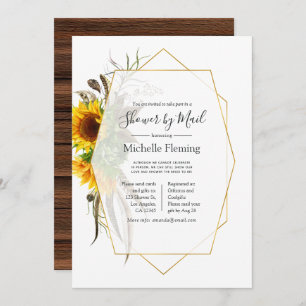 Sunflower Geometric Bridal or Baby Shower by Mail Invitation