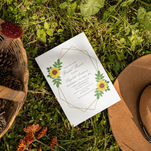 Sunflower Geometric Bridal Shower Invitation