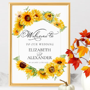 Sunflower Geometric Fall Wedding Welcome Sign