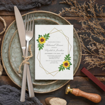 Sunflower Geometric Rehearsal Dinner Invitation by DesignsbyHarmony at Zazzle