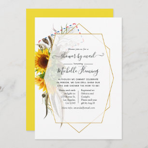 Sunflower Geometric Summer Baby Shower by Mail Invitation