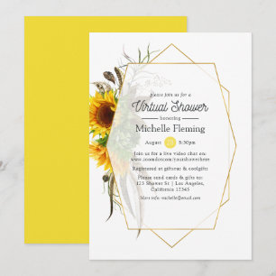 Sunflower Geometric Virtual Bridal or Baby Shower Invitation