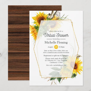 Sunflower Geometric Virtual Bridal or Baby Shower Invitation