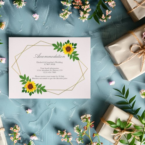 Sunflower Geometric Wedding Accommodation Card