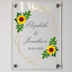 Sunflower Geometric Wedding Acrylic Sign
