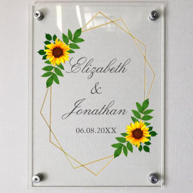 Sunflower Geometric Wedding Acrylic Sign (Creator Uploaded)