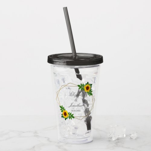 Sunflower Geometric Wedding Acrylic Tumbler