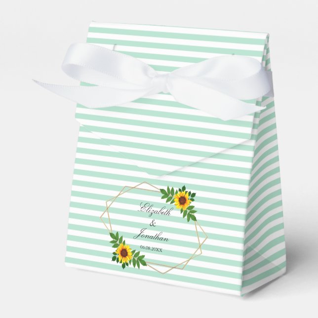 Sunflower Geometric Wedding Favor Boxes (Front Side)