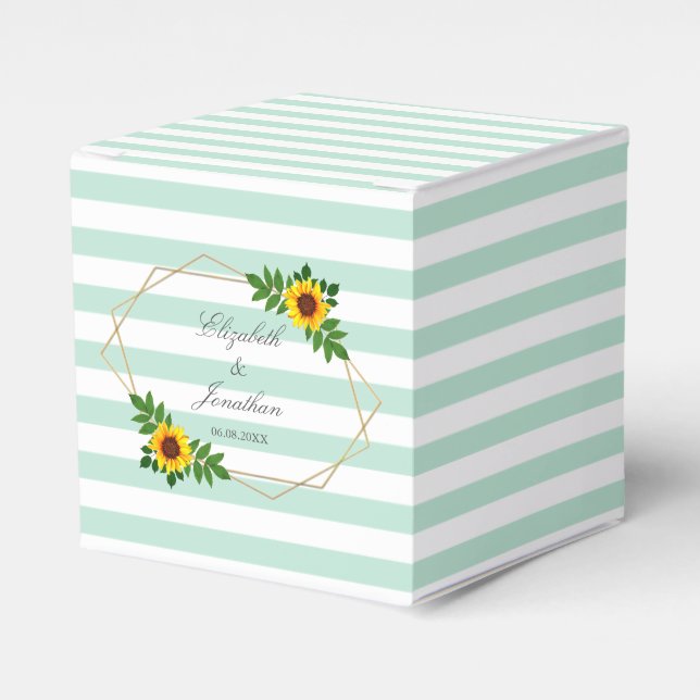 Sunflower Geometric Wedding Favor Boxes (Front Side)
