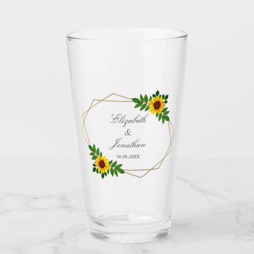 Sunflower Geometric Wedding Glass