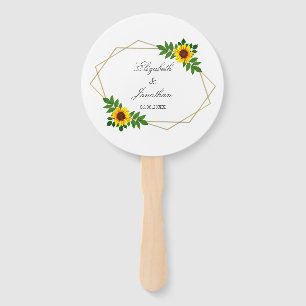Sunflower Geometric Wedding Hand Fan