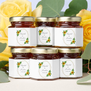 Sunflower Geometric Wedding Honey Jar Favors