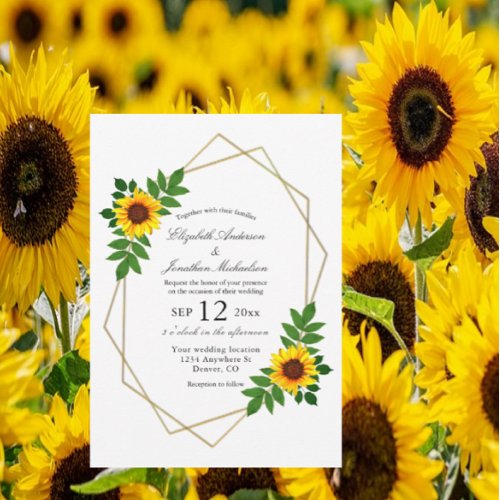 Sunflower Geometric Wedding Invitation