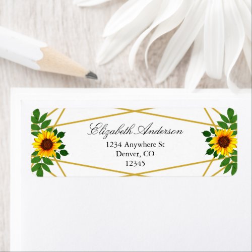 Sunflower Geometric Wedding Label