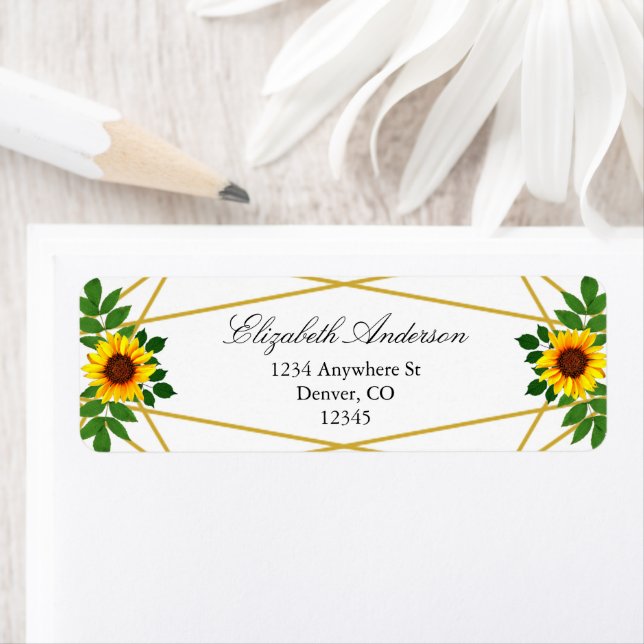 Sunflower Geometric Wedding Label (Insitu)