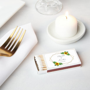 Sunflower Geometric Wedding Matchboxes