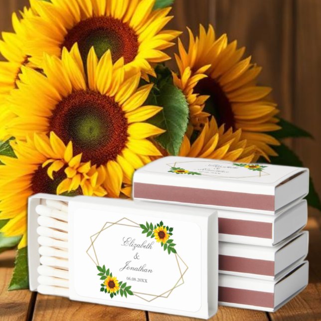 Sunflower Geometric Wedding Matchboxes (Creator Uploaded)