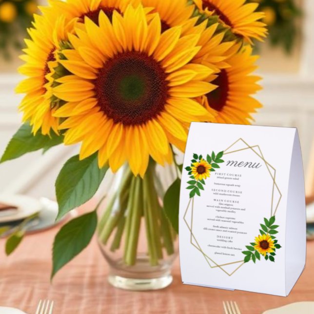 Sunflower Geometric Wedding Menu Paper Table Tent (Creator Uploaded)