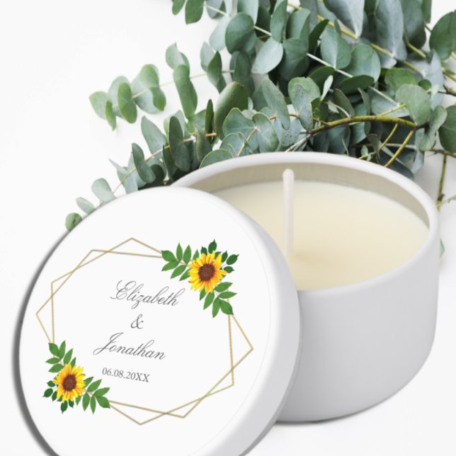 Sunflower Geometric Wedding Mini Candle Favors (Creator Uploaded)