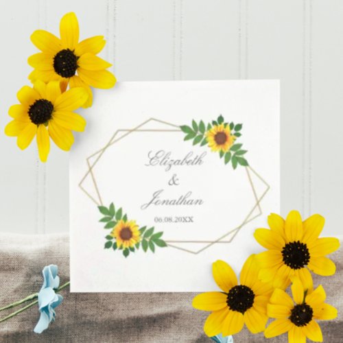 Sunflower Geometric Wedding Napkins