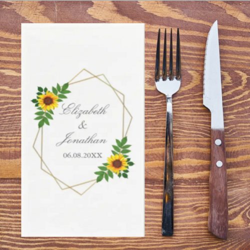 Sunflower Geometric Wedding Paper Guest Towels