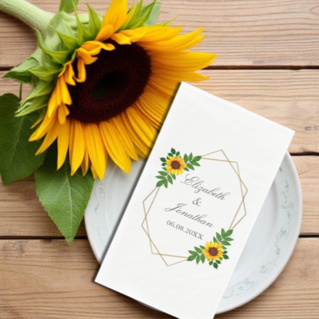 Sunflower Geometric Wedding Paper Guest Towels (Creator Uploaded)