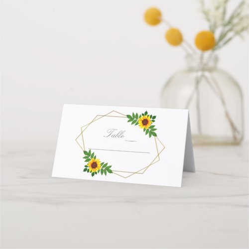 Sunflower Geometric Wedding Place Card