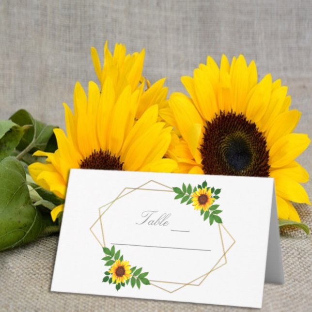 Sunflower Geometric Wedding Place Card (Creator Uploaded)