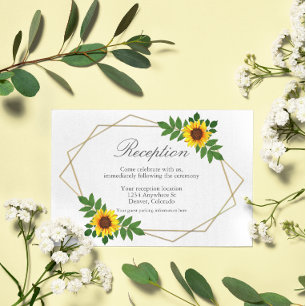 Sunflower Geometric Wedding Reception Card