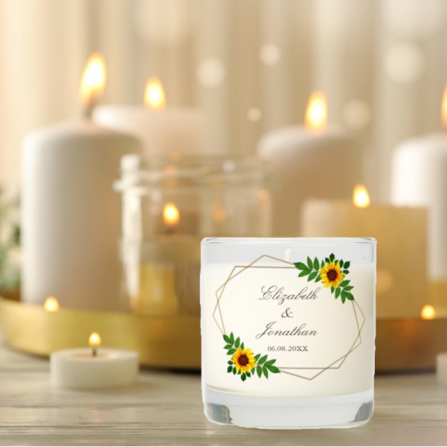 Sunflower Geometric Wedding Scented Candle (Creator Uploaded)