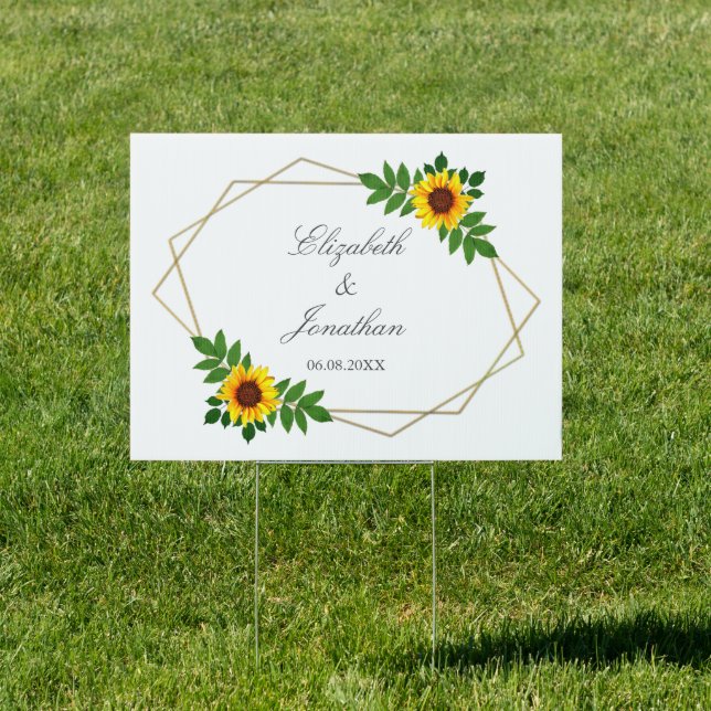 Sunflower Geometric Wedding Sign (Insitu)