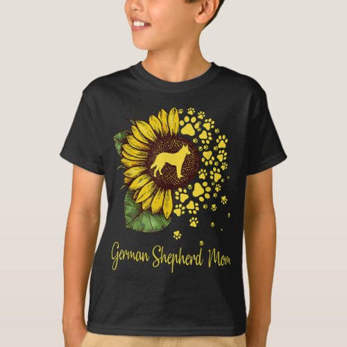 Sunflower German Shepherd Mom Dog Lover T_Shirt