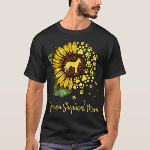 Sunflower German Shepherd Mom Dog Lover T_Shirt