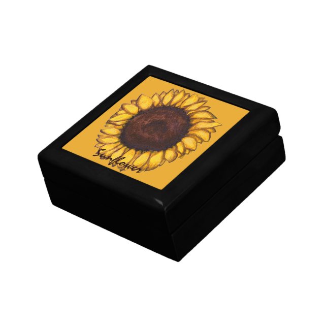 Sunflower Gift Box Custom Sunflower Jewelry Box (Side)