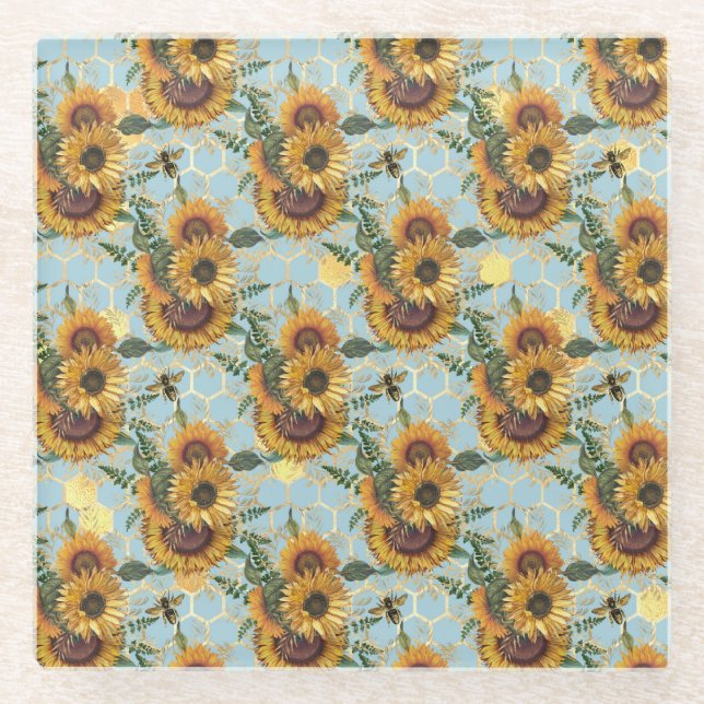 Sunflower Gifts | Bright As A Sunflower Glass Coaster (Front)