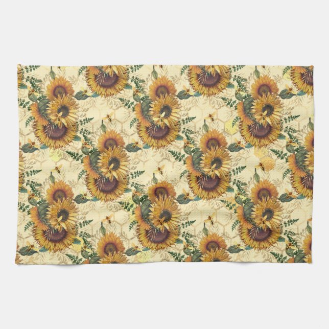 Sunflower Gifts | Sunflower Turn Surrounded Kitchen Towel (Horizontal)