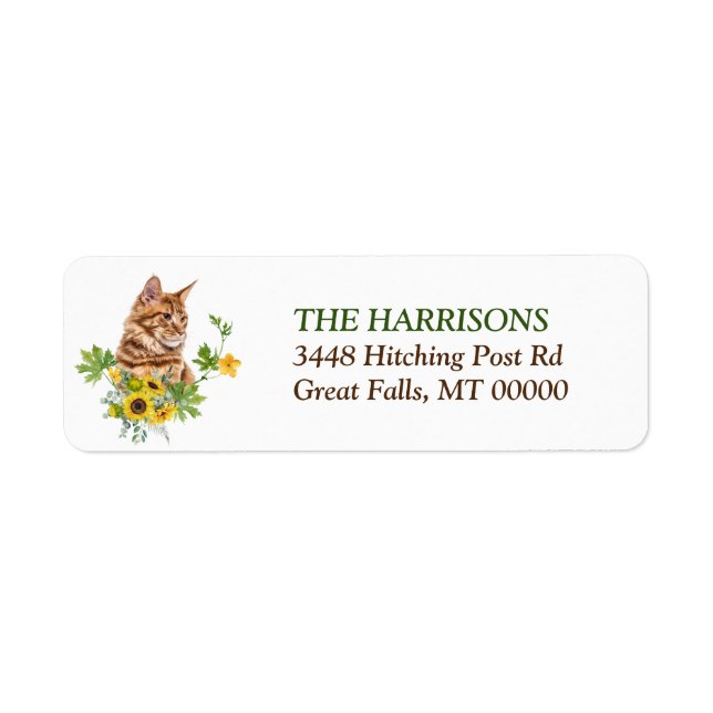 Sunflower Ginger Maine Coon Cat  Label (Front)