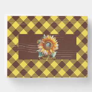 "Sunflower" Gingham Wooden Box Sign