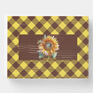 "Sunflower" Gingham Wooden Box Sign