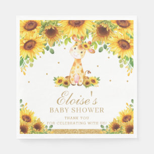 Sunflower Giraffe Baby Shower Birthday Party Napkins